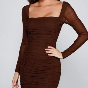 Windsor Ruched Brown Mini Dress